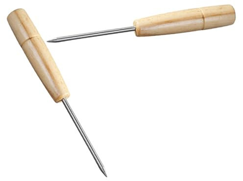 Hoement Picchettone per Ghiaccio in Acciaio Inossidabile Scalpello A Freddo Manico in Legno Punteruolo Portatile per Bar