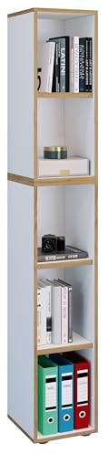 VCM Holzregal stehend, platzsparender Aktenschrank, Maße ca. B. 30 x H. 183 x T. 33 cm, Elegantes Regal, Büroregal – Salia 5fach B. 30 cm