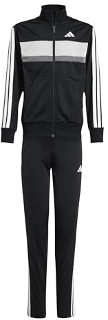 adidas Mixte enfant Seasonal Essentials Tiberio 3 Stripes Tricot Track Suit, Black/White/Grey Two, 13-14 Years