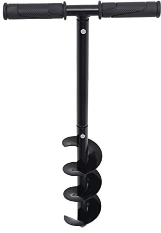 Garden Earth Auger Set Black T-shaped Hand Post Hole Digger Manual Fence Earth Auger Planter Borer with Non-slip Handle, Garden Auger Spiral Drill Rapid Planter for Planting Trees, Deep Cultivating