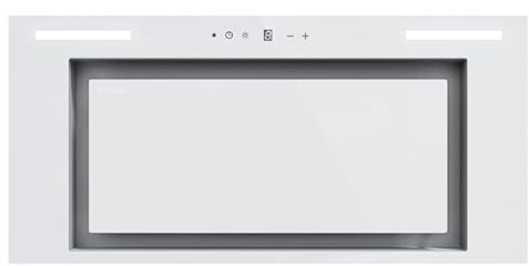 GLOBALO Einbau-Dunstabzugshaube 60cm, Unterschrank Küche Dunstabzugshaube, Einbau-Dunstabzugshaube, Unterschrank Küche Stahl Serie, lackierter Stahl, gehärtetes Glas, Materi 60.1 White