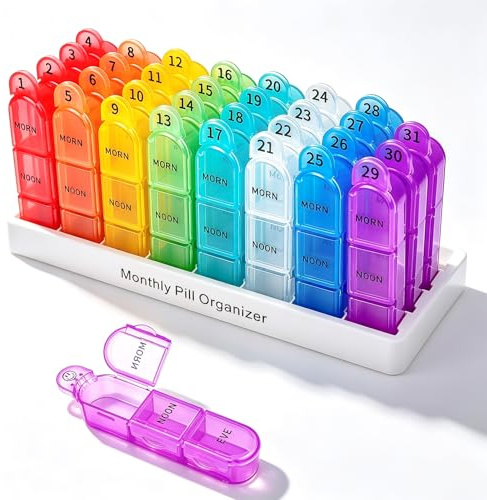 Cruxer 1 Monat 3 Fächer Tablettenbox, 3 mal täglich Pillenbox, Feuchtigkeitsbeständig, BPA-frei, Reise Pillendose Dispenser Fall zu halten Medikamente, Vitamine, Fischöl, Ergänzungen