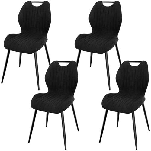 LEWE Esszimmerstühle 4er Set, Küchenstühle Wohnzimmerstuhl Polsterstuhl mit Metallbeine,Stuhl mit Stoff-Rückenlehne, Stühle für Esszimmer Wohnzimmer Küche
