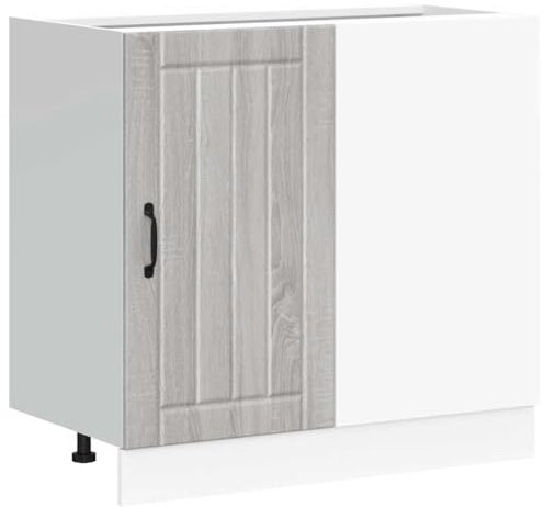 vidaXL sink base cabinet grey sonoma - modern kitchen storage with doors adjustable feet 70kg capacity 86x46x81.5cm