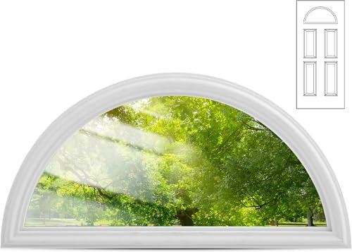 Pushglossy 22 x 10 Entry Door Glass Insert Half Round Top Exterior Door Window Inserts Replacement Kit for Home Improvement(1 Lite Low-e Glass,White)