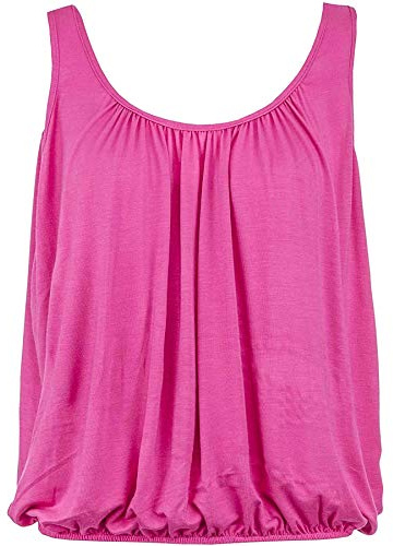 Beach Stone Ladies Bubble Hem Vest Women's Vests Sleeveless Bubble Hem Top Ladies Straps Vest Pleated Scoop Neck Elasticated Stretch Hem Summer Jersey Tank Top Loose fit Size 8-26