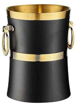 zhangrui1888 Eiskübel Eiseimer Kommerzielle Bar Bier Wein Kreative EIS Eimer Edelstahl EIS Eimer EIS Pellet Eimer Bar Champagner Eimer Eiswürfelkühler(Schwarz)