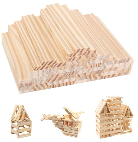 Zyiphor 100 träklossar för hantverk 100 x 20 x 7mm, pysselklossar, träpinnar, byggklossar för hemmaprojekt och DIY-dekor, snideri
