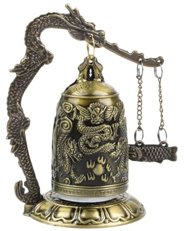 Sewroro Vintage Drachenglocke Bronze Geschnitzt Klein Feng Shui Schreibtischdekoration Handgefertigtes Ornament Langlebig Chinesischer Stil Vielseitige Anwendung Bürozubehör