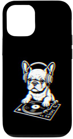 Funny EDM Glitch French Bulldog DJ Headphones Rave Techno Case for iPhone 12/12 Pro