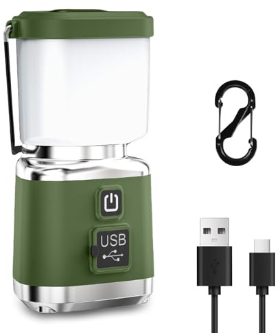 Flintronic Lampada da Campeggio LED Ricaricabile, Mini Lanterna da Campeggio Portatile, 4 Modalità Dimmerabili, Impermeabile LED Lampada Emergenza per Campeggio, Escursionismo, Pesca, Tenda