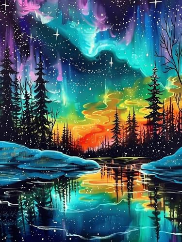 FLAJZ Diamond Painting Erwachsene, 5D Diamant Painting Bilder Landschaft, Diamond Painting Set für Erwachsene und Anfänger, DIY Mosaikherstellung Bastelset für Haus Wanddeko, 30x40cm