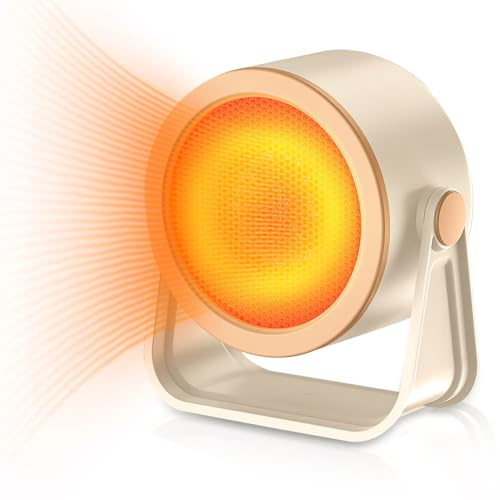 XUXLEKK Stufetta Elettrica Basso Consumo, 500W Stufetta Elettrica Portatile, Riscaldatore Elettrico in Ceramica, Termoventilatore Smart Senza Silenzioso,Protezione da Surriscaldamento per Casa Ufficio