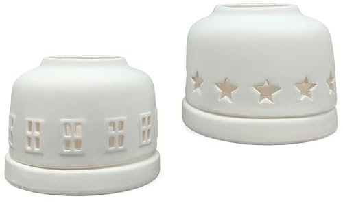matches21 HOME & HOBBY Porzellan Windlichter Weiß, 2er Set Ø 11 cm - Teelichthalter im skandinavischen Design als Tischdeko