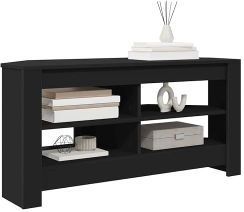 vidaXL EckTVSchrank Schwarz 102 x 40,5 x 45 cm Holzwerkstoff, Stylischer, moderner rechteckiger Eckschrank, kompakter TV-Ständer, praktisches Stauraumwunder für minimalistische Wohnzimmer