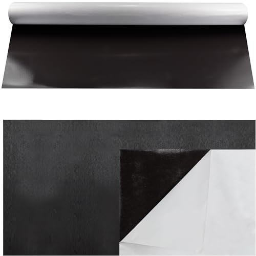 PD Media Ferrofolie Selbstklebend (0,4 mm) – Eisenfolie als Magnetwand für Büro, Schule & DIY – Magnethaftende Folie Meterware (61 cm x 1 m) für Magnete – Zuschneidbar (Schwarz)