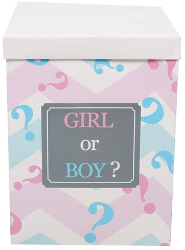 SUPVOX Caja Plegable para Revelación de Género Ñiño 30x30x40 Cm de Papel Ligera para Shower, Decoración de Cumpleaños o Niña, Contenedor Portátil para Globos y Fiesta
