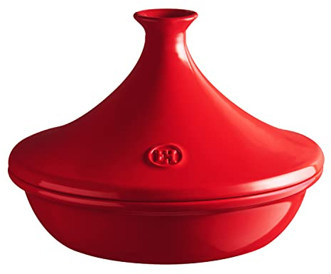 Emile Henry Tajine 32,5 cm – Keramik Flame – weiches Kochen und konservierte Aromen – für alle Herde & Ofen – Farbe Grand Cru – hergestellt in Frankreich