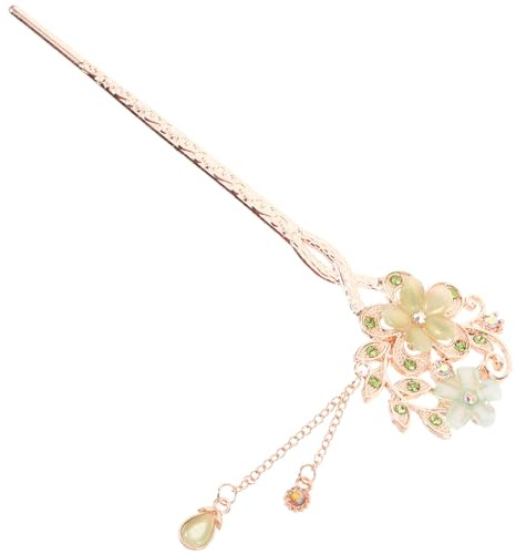 ROMISBABA Green Alloy Hair Stick to Elevate Style and Showcase Charm for Women with Flower Design Elegant Chinese Traditional Hair Styling Accessory for Occasion
