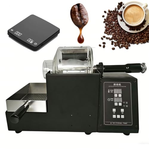 CNAOHGHN Coffee Roaster Machine for Home Use, 200g Capacity Electric Automatic Coffee Roaster with Glass Chamber, 10-99 Min Timer, 300°C Adjustable Thermostat, Coffee Shop and Home Use
