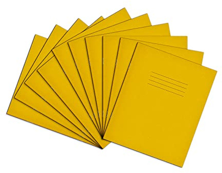 Rhino 8 x 6.5 Exercise Books, 48-Page/Blank Paper Notebook, 10-Pack, Writing Book, Office & School Stationery Supplies, Yellow
