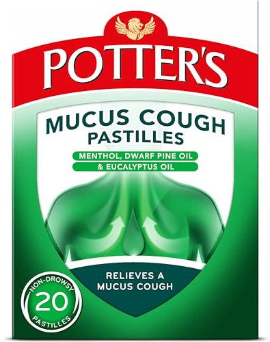 Potter's Mucus Cough Pastilles, Non-Drowsy, 20 Pastilles - Relieve The Symptoms of Catarrh, Coughs and Colds