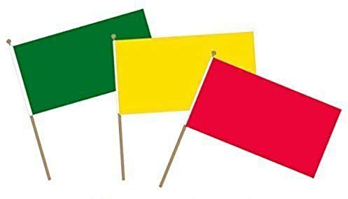 Klein Rot, Gelb, Grün Traffic Light Hand Waving Flaggen –, auf einem hand held Flagge Pole. 3 einfarbig Traffic Light Farbige Flaggen – Großartig für Schulen Sport/Spiel und Spaß Allgemeine ready-steady-go & Stop Flaggen –, 30 cm