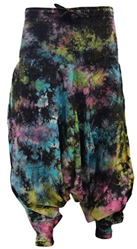 SHOPOHOLIC FASHION Tie Dye Womens Harem Pants, Colourful Yoga Boho Baggy Trousers Hippie Clothes, (Tie Dye 28)