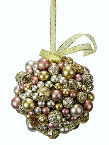 Flair Flower Perlenkugel zum Hängen, 11 cm Ø, Rosa/Gold