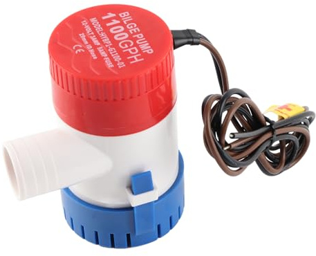 Pompa Achique Submersibile 1100 GPH per Sentina Marina, 12V/24V DC, Silenziosa e Auto-Primante, con Protezione Termica Corrosione, Barche, Yacht, SPA Piscine