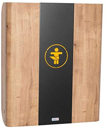Timkid GmbH KAWAmaxi - Der Elegante und praktische hochklappbarer Wandwickeltisch aus Holz mit Stahl-Mittelteil, Ausführung:Eiche/Schwarz
