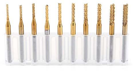 CNC 10 Uds Fresas de carburo de tungsteno Fresas de acabado Revestimiento de titanio 1,5 mm-3,175 mm Fresa de extremo CNC Brocas de grabado Accesorios de repuesto de fresado de grabado