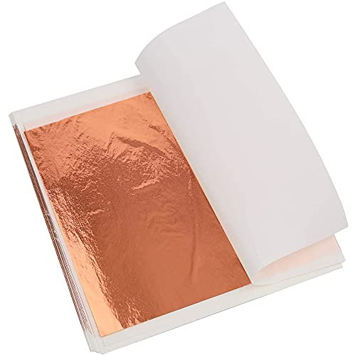 SDFSA 100 Stücke Blattgold-Papier, Kupfer, Quadratisch, Roségold, 14 x 14 cm, Glanz, Kunsthandwerk, Dekoration, Basteln, Nagelkunst, Vergoldung