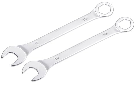 sourcing map 2Stk Dünn Ring Maulschlüssel mit Offset 6-Punkt Ende und Abgewinkelt Offen 19mm