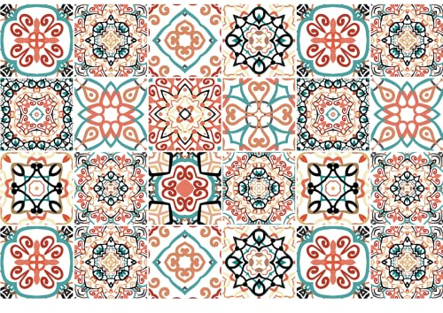 Ambiance Sticker Azulejos Tisila Azulejos - Adhesivo decorativo para pared de azulejos de cemento - 24 azulejos adhesivo de azulejos de cemento - 20 x 20 cm