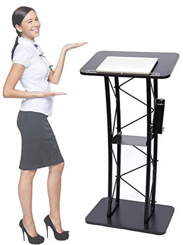BAABJI Metal Podium Pulpits for Churches,Black Lectern Podium Stand for Event Reception Classroom Lectern Conference Wedding