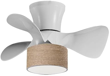 Genérico JUERIC INVEST Ventilador Infantil de Techo con Luz LED Fly Blanco Cuerda Cáñamo 20W Motor DC, con Mando a Distancia y APP