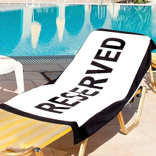 CKB LTD Reserved Strandtuch, Mikrofaser, 76 x 152 cm, lustige Strand-Pool-Handtücher für Sonnenliegen, Hotel, Sonnenbett, weich, super saugfähig, Schwarz und Weiß