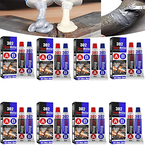 All Purpose Metal Repair Glue 302, colla per metallo resistente al calore, colla a due componenti, colla per metallo, colla per saldatura magica, riparazione della pasta per metallo (set da 8)