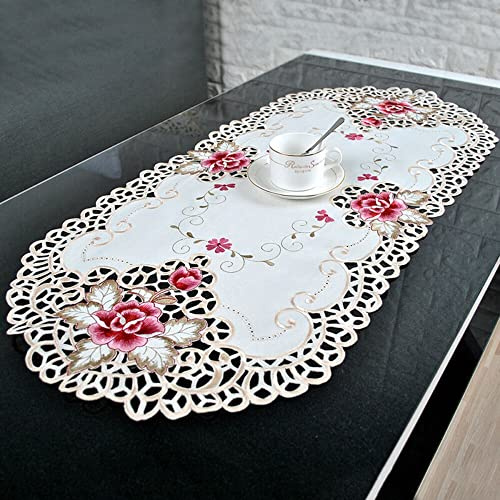 Platzdeckchen aus französischer Spitze, Retro, exquisite Blumenstickerei, ovale Spitzendeckchen, Untersetzer, kleine Tischdecke für Heimdekoration