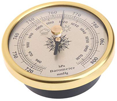 Samnuerly 72 mm Wand-Barometer, 1070 hPa, goldfarben, rundes Zifferblatt, Luftwetterstation