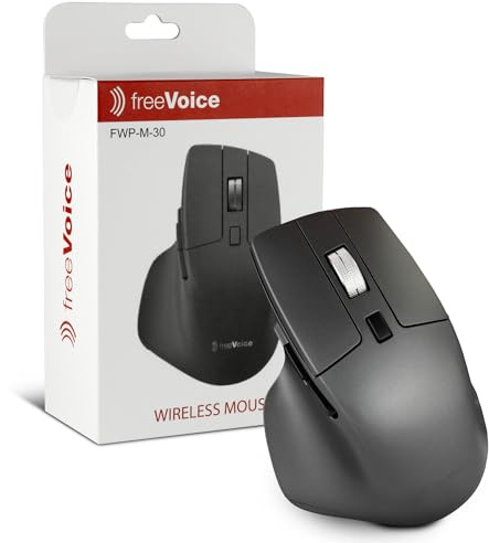 freeVoice kabellose Office Maus I Ergonomische Maus ohne Klickgeräusche I Computer Maus mit 6 Tasten I Wireless Laptop Maus I Funkmaus für Laptop & PC I PC Maus mit DPI-Einstellungen 800/1200/1600
