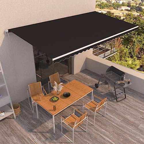 Higsose Tenda Da Sole 600x350cm Antracite,Alluminio Verniciato a Polvere,Tende Da Sole a Caduta Per Esterno,Tenda Avvolgibile Esterno,Vela Ombreggiante Rettangolare,Tenda Vela