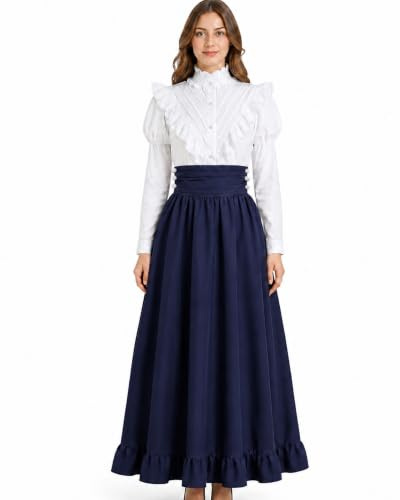 CR ROLECOS Viktorianisches Kleid Damen Renaissance 2-teiliges Set Mittelalte mit Taschen