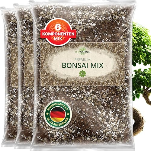 ORAGARDEN Bonsai Erde für Zimmerpflanzen und Garten - 9L Bonsai Substrat für Baum, Palmen - 6 Komponenten Bonsaierde