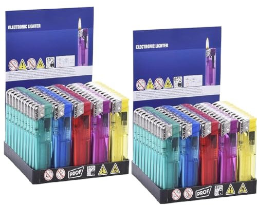 DISPAU Mechero Electrónico Recargable, Pack de 100 Mecheros Baratos de Colores Surtidos, Fácil de Encender (100) Exclusivo de DISPAU