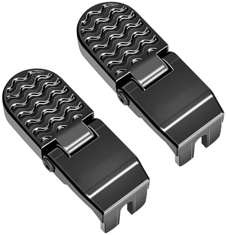 Tiardey 1 Pair U Slot Bicycle Rear Pedals,Folding Foldable Non-Slip Footrest Pedals Cycling Accessories for Mountain Bike Electric Bicycle Foot Pegs,(Black, 10mm)