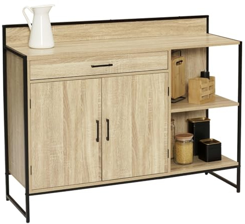 IDMarket - Lowboard Küche 120 cm Detroit Arbeitsplatte H.83 cm 2 Türen + Schublade Industriedesign