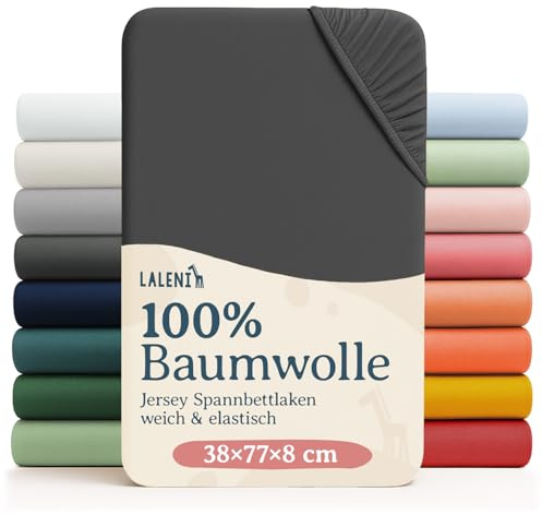 Laleni Jersey Spannbettlaken, für Baby Beistellbett & Stubenwagen, 100% Baumwolle, Oeko-TEX Zertifiziert, 2er Set, Anthrazit