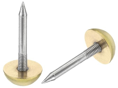 sourcing map 40Pcs Solid Brass Tacks, 12 mm Retro Upholstery Nails Tack for Furniture Decorative Push Pins for Sofa Wall Hanging, Gold